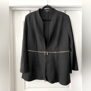 IMAN Global Chic Convertible Bell-Slv Ponte Blazer BLACK 1X NEW with Zipper